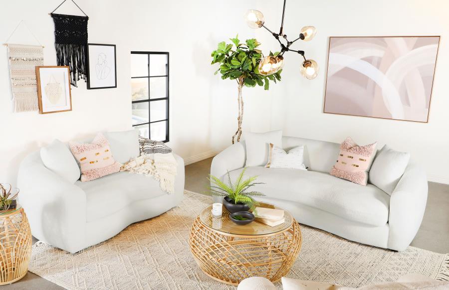 Isabella 2-piece Upholstered Tight Back Living Room Set White 509871-S2 Coaster FredCo