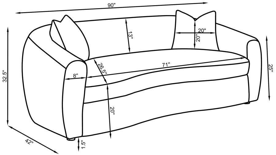 Isabella 3-piece Upholstered Tight Back Living Room Set White 509871-S3 Coaster FredCo