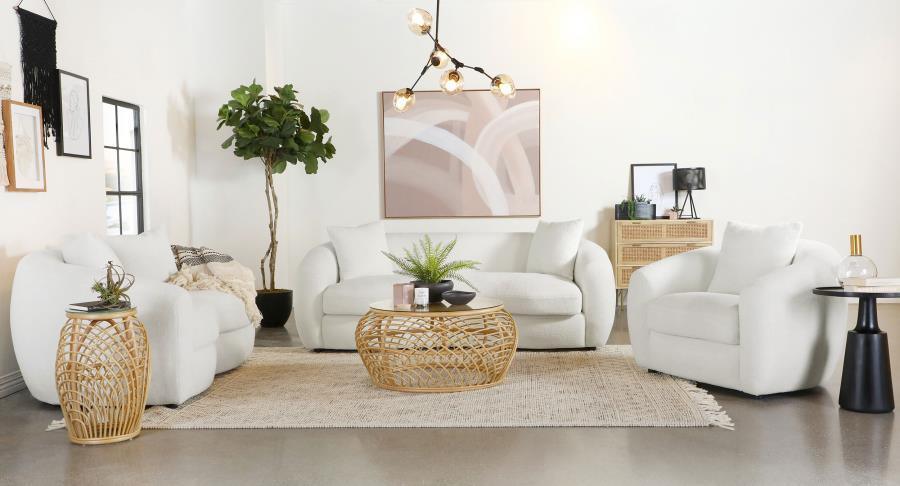 Isabella 3-piece Upholstered Tight Back Living Room Set White 509871-S3 Coaster FredCo