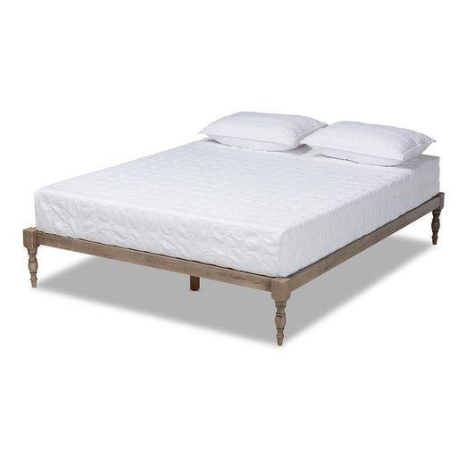Iseline Modern and Contemporary Antique Grey Finished Wood Full Size Platform Bed Frame FredCo