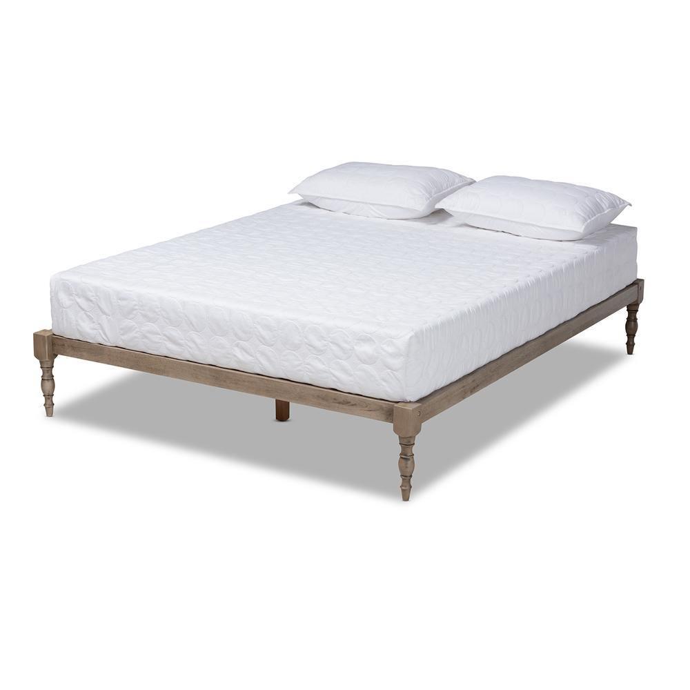 Iseline Modern and Contemporary Antique Grey Finished Wood King Size Platform Bed Frame FredCo