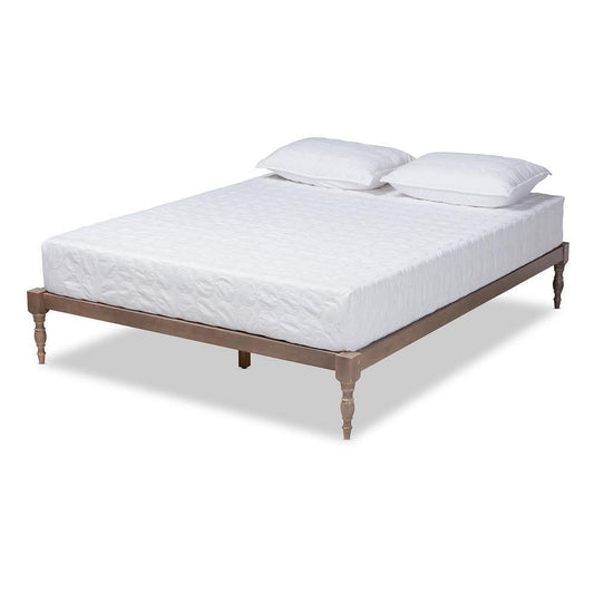 Iseline Modern and Contemporary Antique Oak Finished Wood King Size Platform Bed Frame FredCo