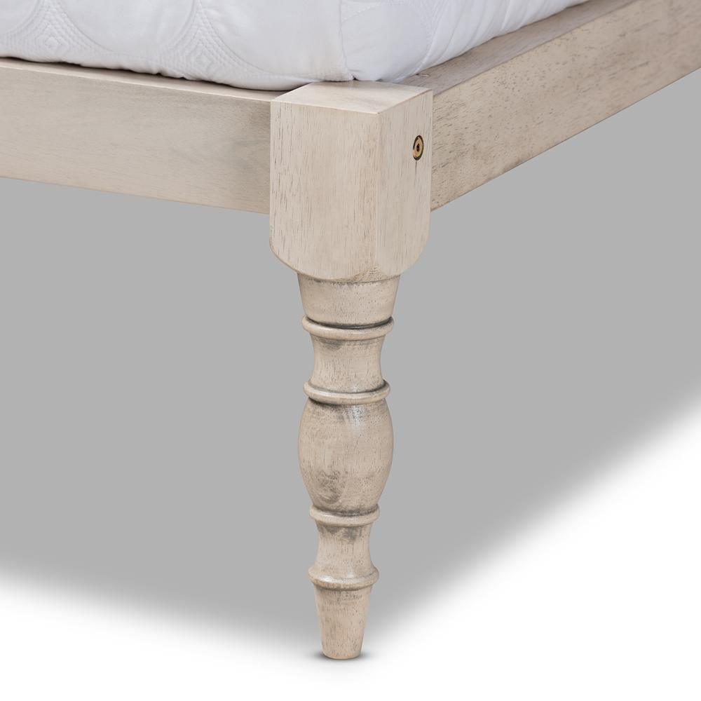 Iseline Modern and Contemporary Antique White Finished Wood Full Size Platform Bed Frame FredCo