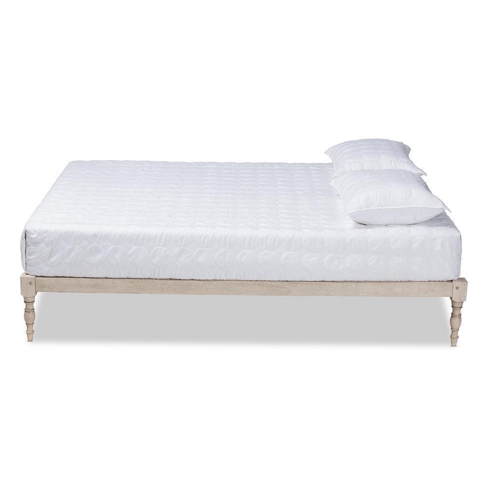Iseline Modern and Contemporary Antique White Finished Wood King Size Platform Bed Frame FredCo