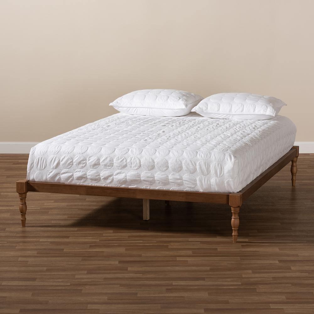 Iseline Modern and Contemporary Walnut Brown Finished Wood Queen Size Platform Bed Frame FredCo