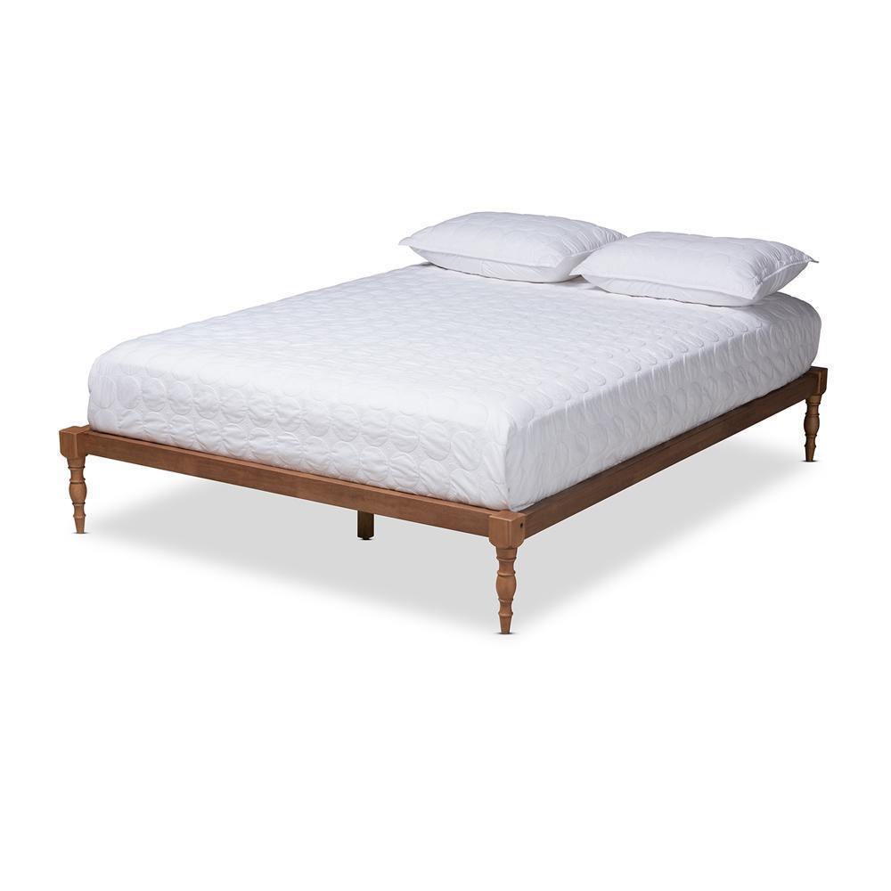 Iseline Modern and Contemporary Walnut Brown Finished Wood Queen Size Platform Bed Frame FredCo