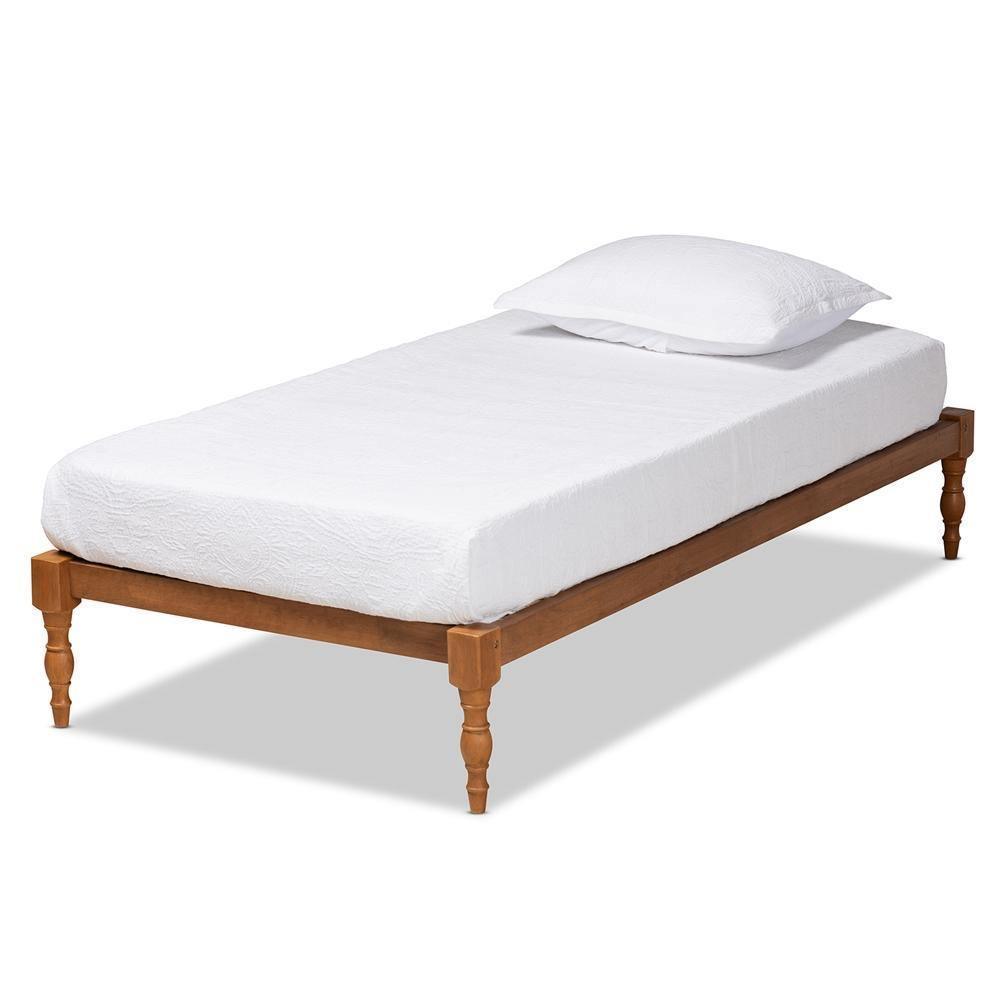 Iseline Modern and Contemporary Walnut Brown Finished Wood Twin Size Platform Bed Frame FredCo