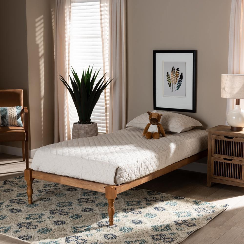 Iseline Modern and Contemporary Walnut Brown Finished Wood Twin Size Platform Bed Frame FredCo