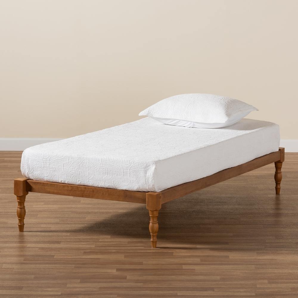 Iseline Modern and Contemporary Walnut Brown Finished Wood Twin Size Platform Bed Frame FredCo
