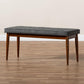 Itami Mid-Century Modern Dark Grey Fabric Upholstered Medium Oak Finished Wood Dining Bench FredCo