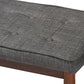 Itami Mid-Century Modern Dark Grey Fabric Upholstered Medium Oak Finished Wood Dining Bench FredCo