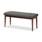 Itami Mid-Century Modern Dark Grey Fabric Upholstered Medium Oak Finished Wood Dining Bench FredCo