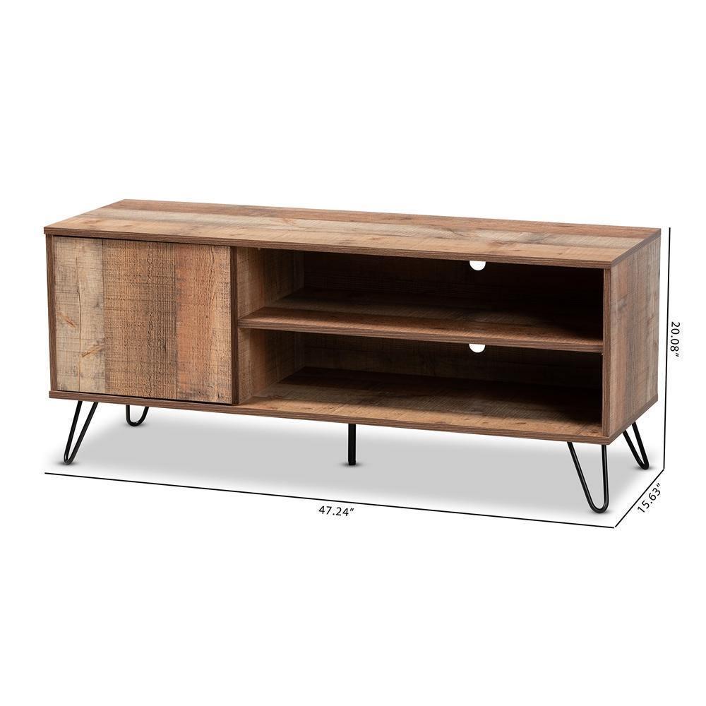 Iver Modern and Contemporary Rustic Oak Finished 1-Door Wood TV Stand FredCo