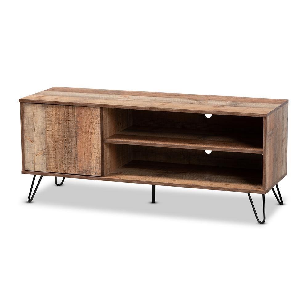 Iver Modern and Contemporary Rustic Oak Finished 1-Door Wood TV Stand FredCo