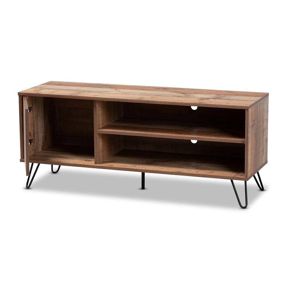 Iver Modern and Contemporary Rustic Oak Finished 1-Door Wood TV Stand FredCo