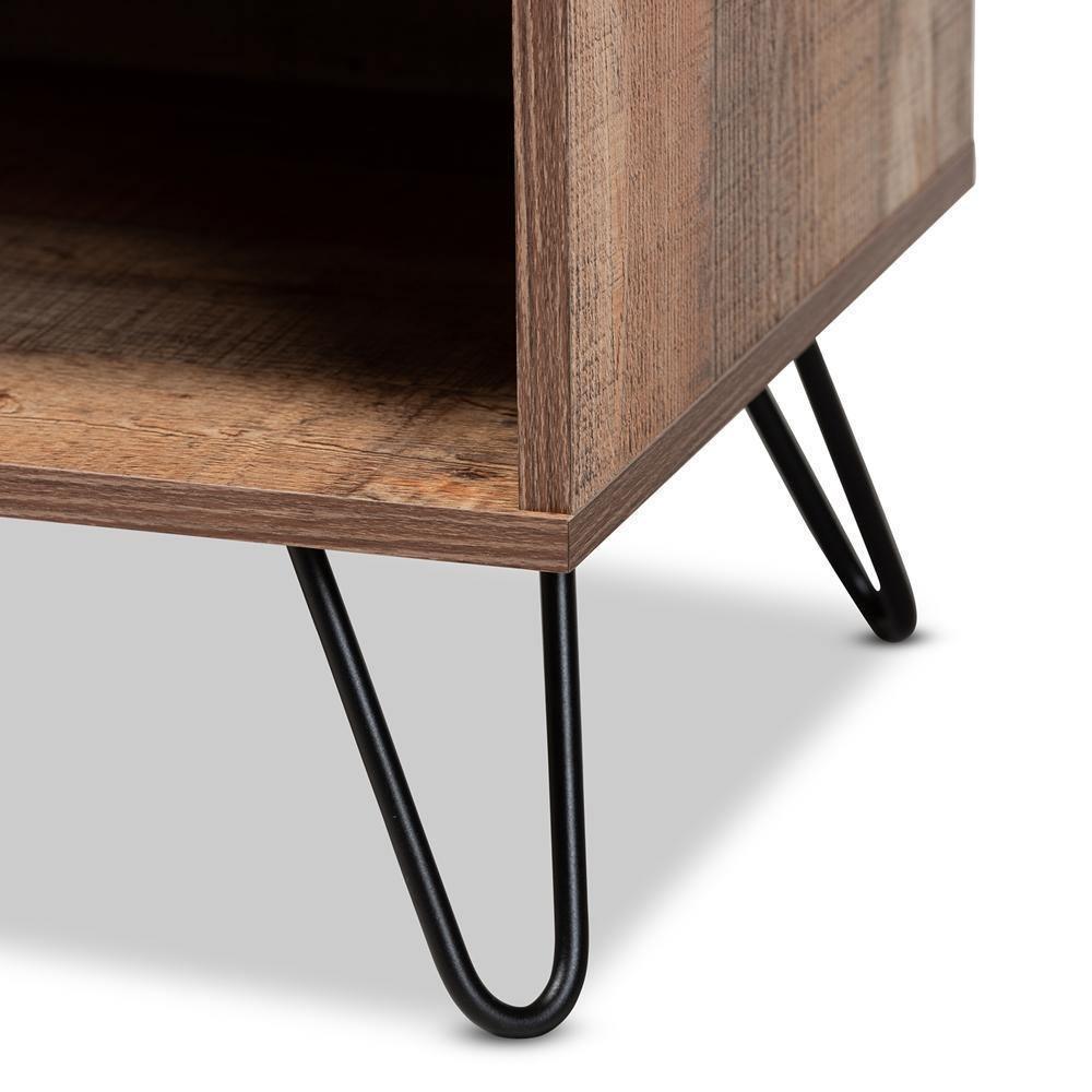 Iver Modern and Contemporary Rustic Oak Finished 1-Door Wood TV Stand FredCo