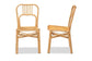 Ivora Modern Bohemian Natural Brown Rattan 2-Piece Dining Chair Set FredCo