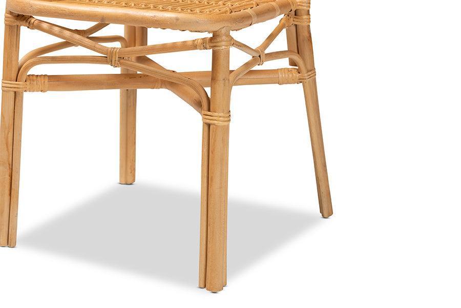 Ivora Modern Bohemian Natural Brown Rattan 2-Piece Dining Chair Set FredCo