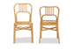 Ivora Modern Bohemian Natural Brown Rattan 2-Piece Dining Chair Set FredCo
