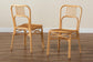 Ivora Modern Bohemian Natural Brown Rattan 2-Piece Dining Chair Set FredCo