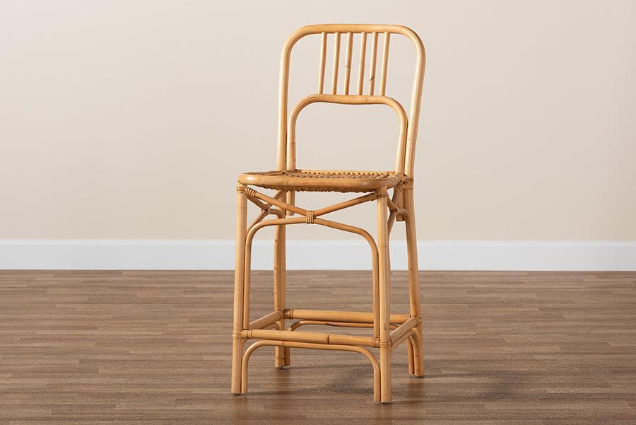 Ivora Modern Bohemian Natural Brown Rattan Counter Stool FredCo