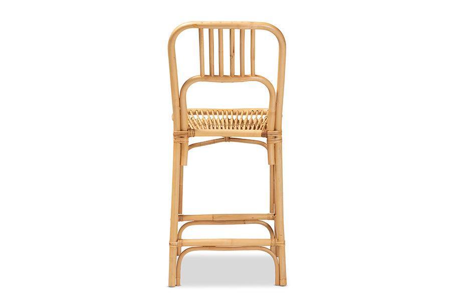 Ivora Modern Bohemian Natural Brown Rattan Counter Stool FredCo
