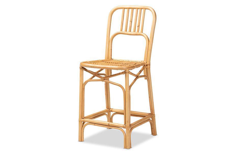 Ivora Modern Bohemian Natural Brown Rattan Counter Stool FredCo