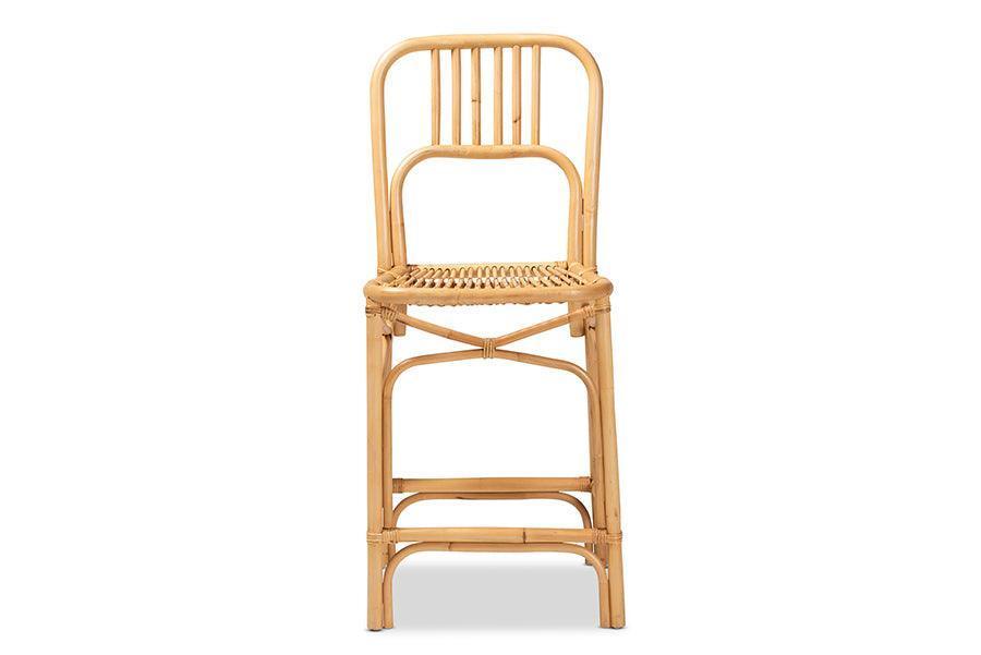 Ivora Modern Bohemian Natural Brown Rattan Counter Stool FredCo