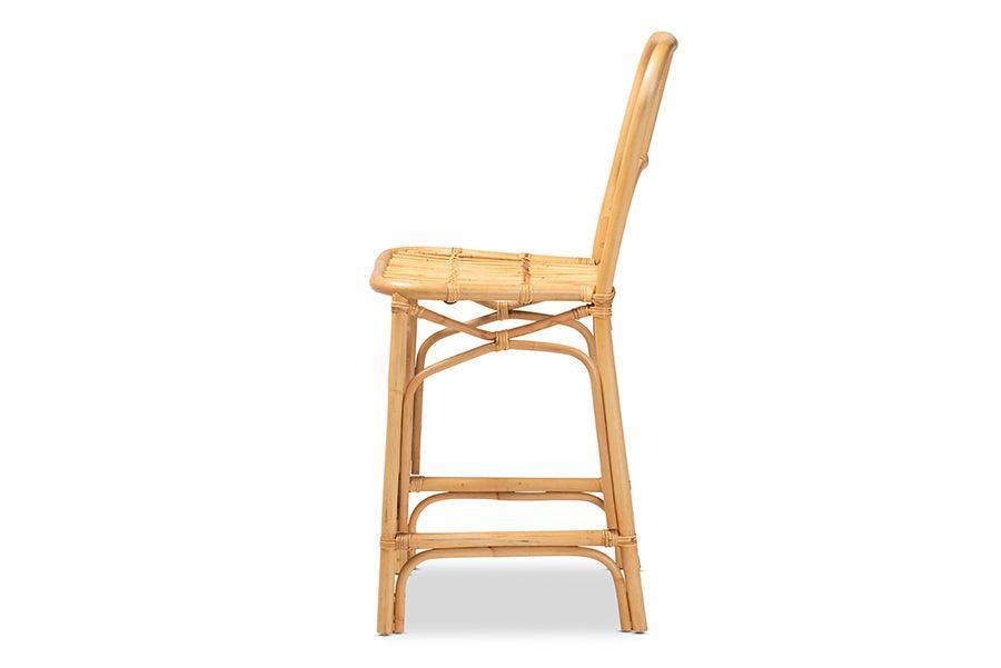 Ivora Modern Bohemian Natural Brown Rattan Counter Stool FredCo