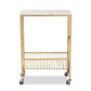 Jacek Modern and Contemporary Gold Finished Metal Wine Cart with Marble Tabletop FredCo