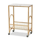 Jacek Modern and Contemporary Gold Finished Metal Wine Cart with Marble Tabletop FredCo