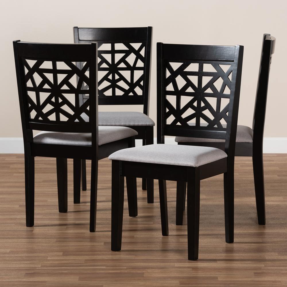 Jackson Modern and Contemporary Grey Fabric Upholstered and Espresso Brown Finished Wood 4-Piece Dining Chair Set FredCo