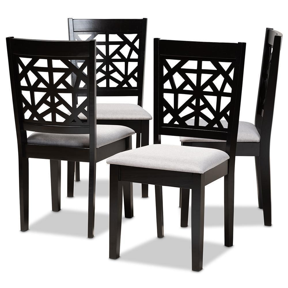 Jackson Modern and Contemporary Grey Fabric Upholstered and Espresso Brown Finished Wood 4-Piece Dining Chair Set FredCo