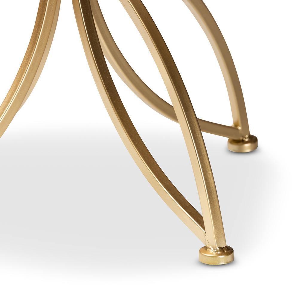Jaclyn Modern and Contemporary Gold Finished Metal End Table with Marble Tabletop FredCo