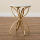 Jaclyn Modern and Contemporary Gold Finished Metal End Table with Marble Tabletop FredCo