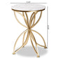 Jaclyn Modern and Contemporary Gold Finished Metal End Table with Marble Tabletop FredCo