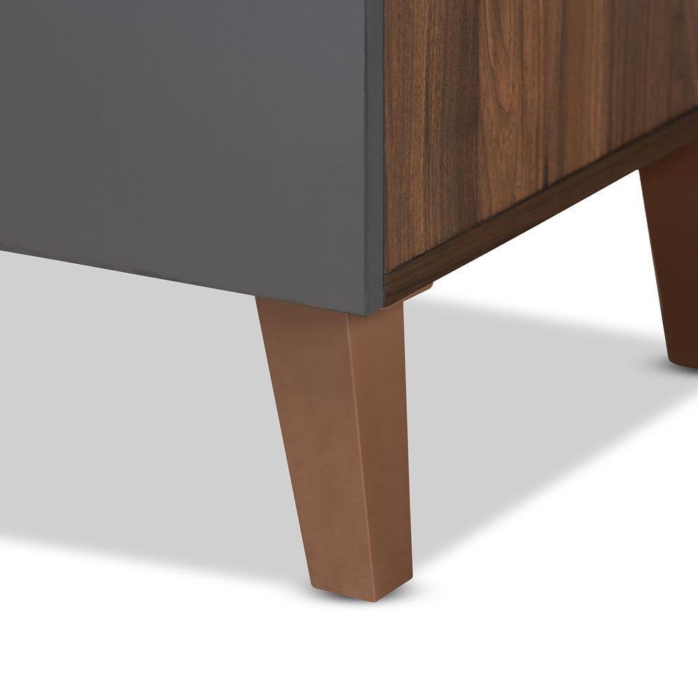 Jaeger Modern and Contemporary Two-Tone Walnut Brown and Dark Grey Finished Wood Storage Desk with Shelves FredCo