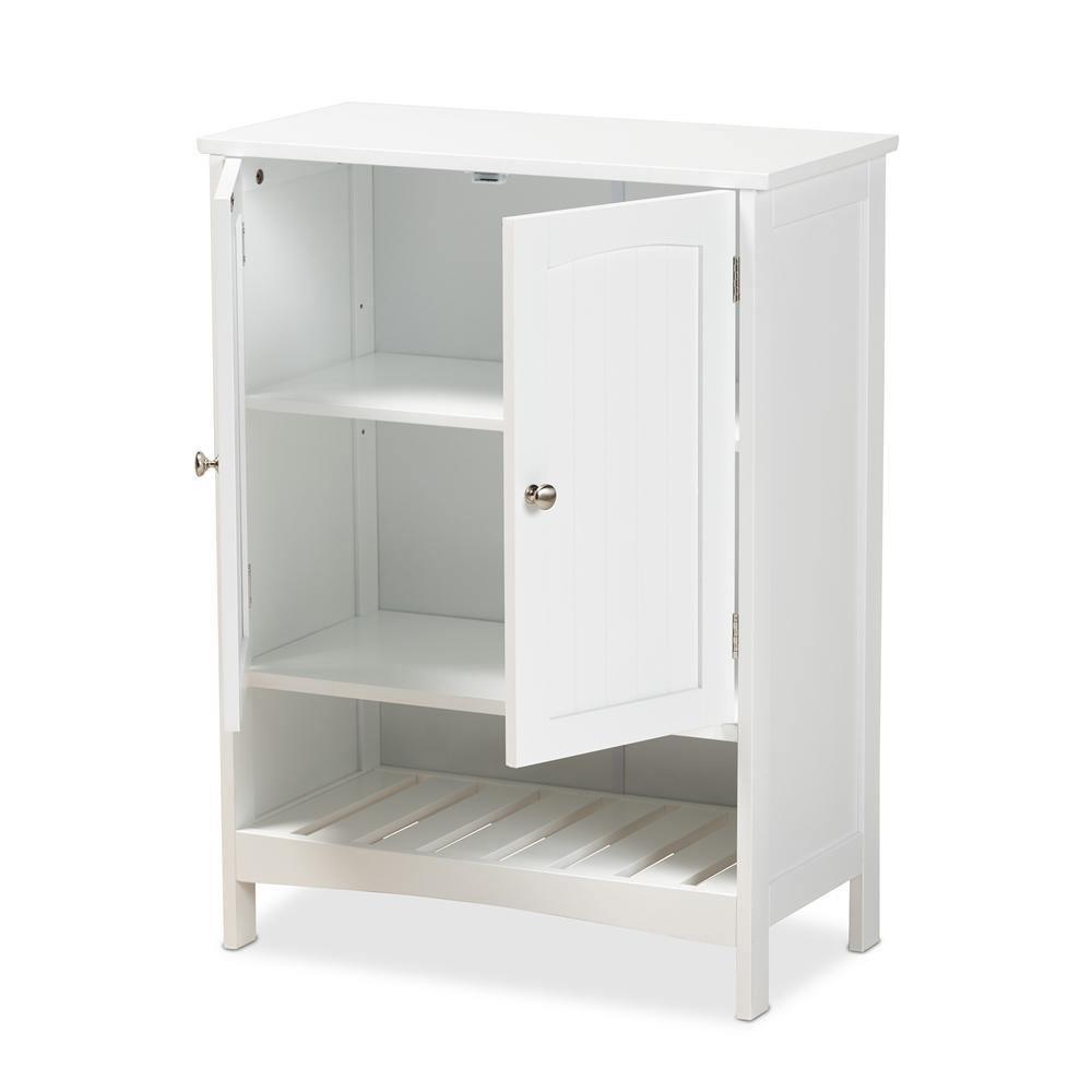 Jaela Modern and Contemporary White Finished Wood 2-Door Bathroom Storage Cabinet FredCo