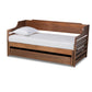 Jameson Modern and Transitional Walnut Brown Finished Expandable Twin Size to King Size Daybed with Storage Drawer FredCo