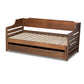 Jameson Modern and Transitional Walnut Brown Finished Expandable Twin Size to King Size Daybed with Storage Drawer FredCo