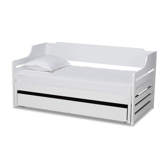 Jameson Modern and Transitional White Finished Expandable Twin Size to King Size Daybed with Storage Drawer FredCo