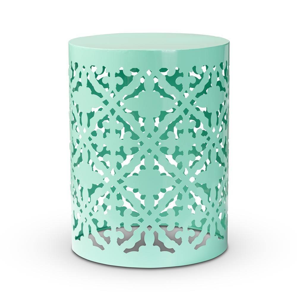 Jamila Modern and Contemporary Aqua Finished metal Outdoor Side Table FredCo