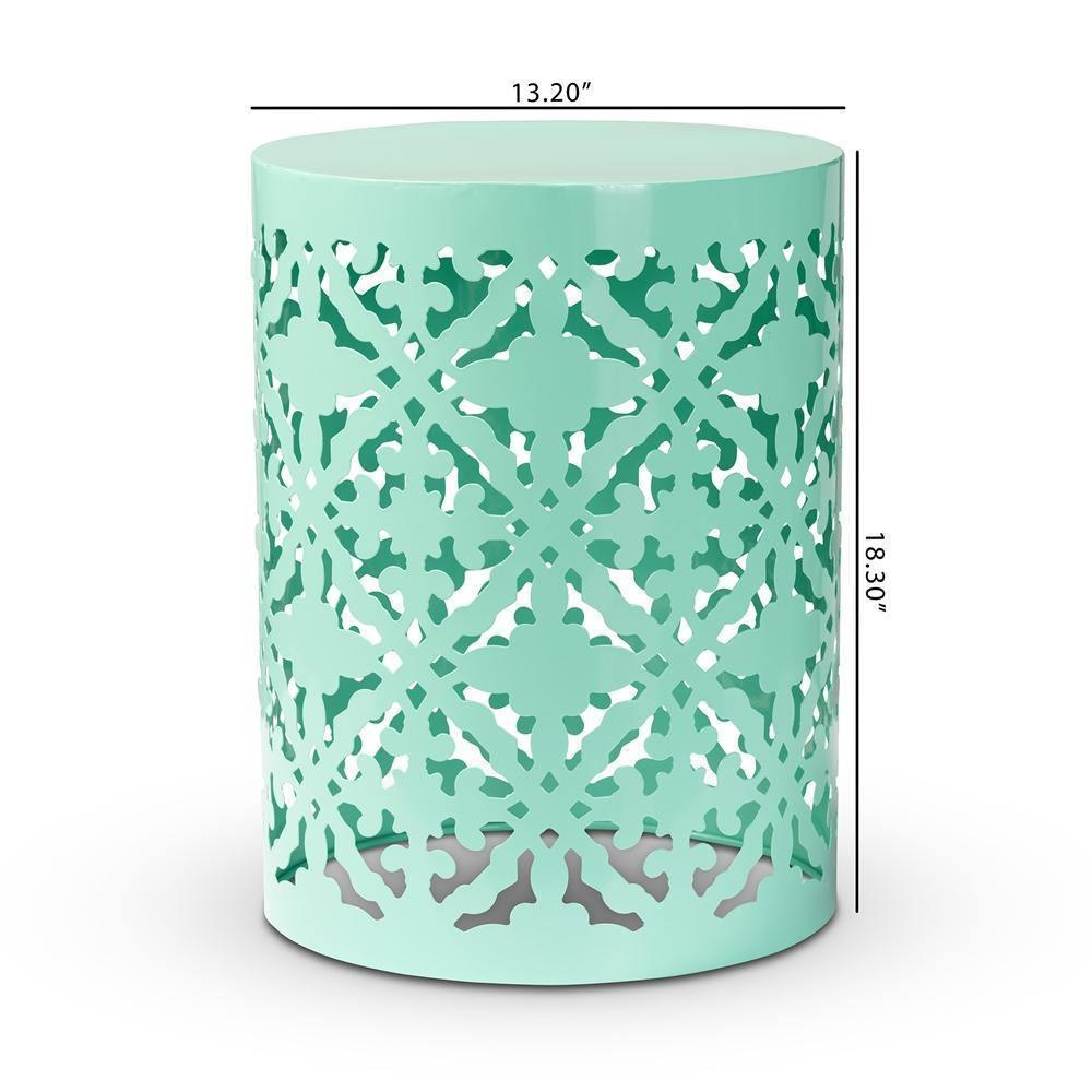 Jamila Modern and Contemporary Aqua Finished metal Outdoor Side Table FredCo