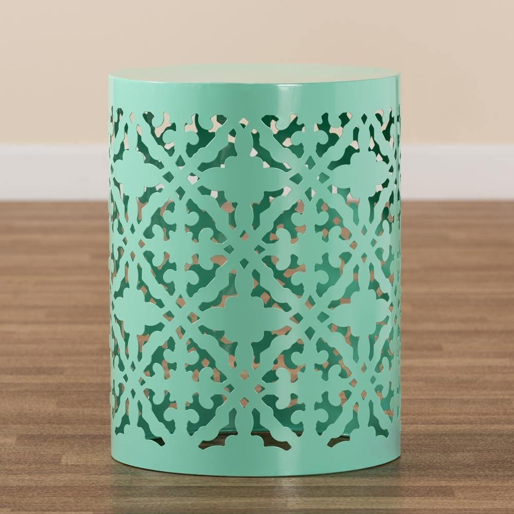 Jamila Modern and Contemporary Aqua Finished metal Outdoor Side Table FredCo