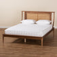 Jamila Modern Transitional Walnut Brown Finished Wood and Synthetic Rattan Queen Size Platform Bed FredCo