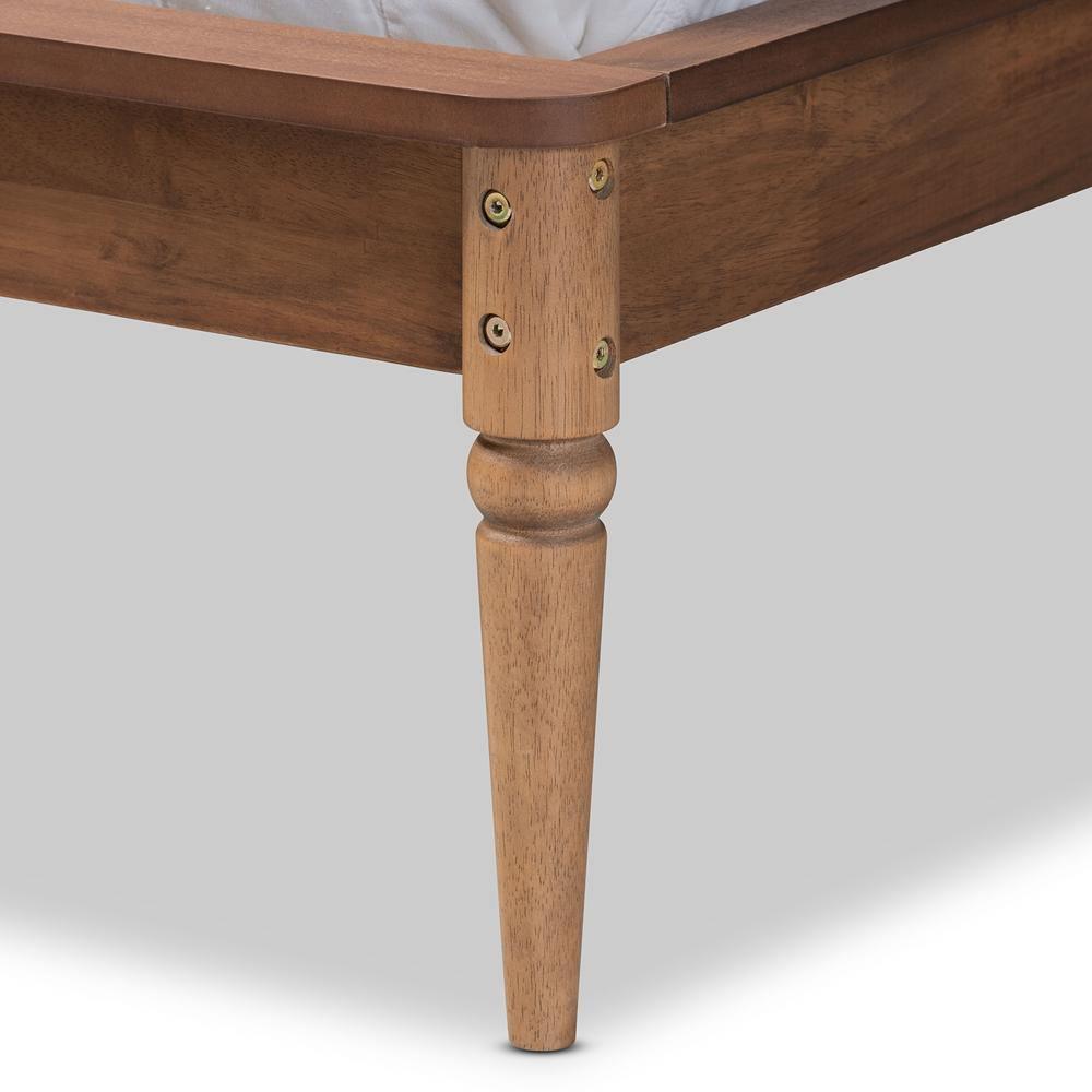 Jamila Modern Transitional Walnut Brown Finished Wood and Synthetic Rattan Queen Size Platform Bed FredCo