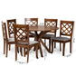 Jana Modern and Contemporary Grey Fabric Upholstered and Walnut Brown Finished Wood 7-Piece Dining Set FredCo