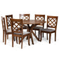 Jana Modern and Contemporary Grey Fabric Upholstered and Walnut Brown Finished Wood 7-Piece Dining Set FredCo