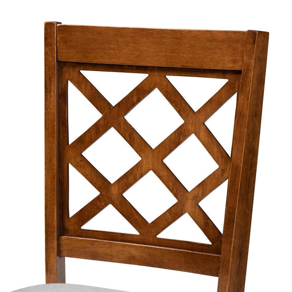 Jana Modern and Contemporary Grey Fabric Upholstered and Walnut Brown Finished Wood 7-Piece Dining Set FredCo