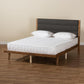 Jarlan Modern and Contemporary Transitional Charcoal Fabric Upholstered and Walnut Brown Finished Wood Full Size Platform Bed FredCo